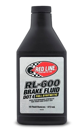 Synthetic Brake Fluid DOT 4 RL-600 16oz Red Line Oil