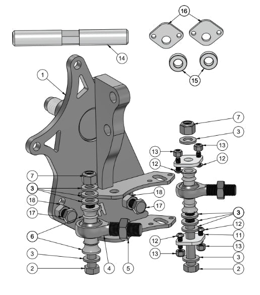 Mustang SN95 Mega Knuckle Assembly